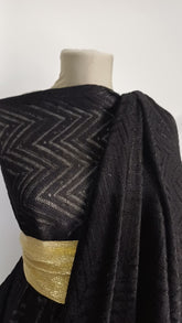 Jaquard Morbidino- Tricot tip pulover Dantelat NEGRU, cu model in V  TRI1023